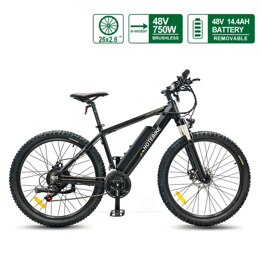 Electric Bike Adults 26″ X2.6” Fat Tire 48V 14.4AH Removable Battery Ebike with 750W Motor