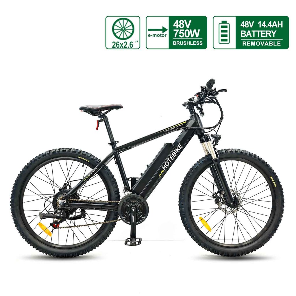 Bici elettrica per adulti 26″ X2.6” Fat Tire 48V 14.4AH Batteria rimovibile Ebike con motore da 750W