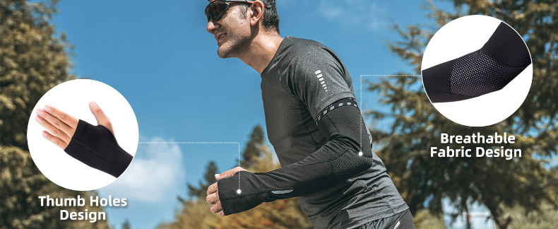 Thermal Anti-slip Arm Sleeves Breathable with Thumb Holes - Arm&Leg Sleeves - 2