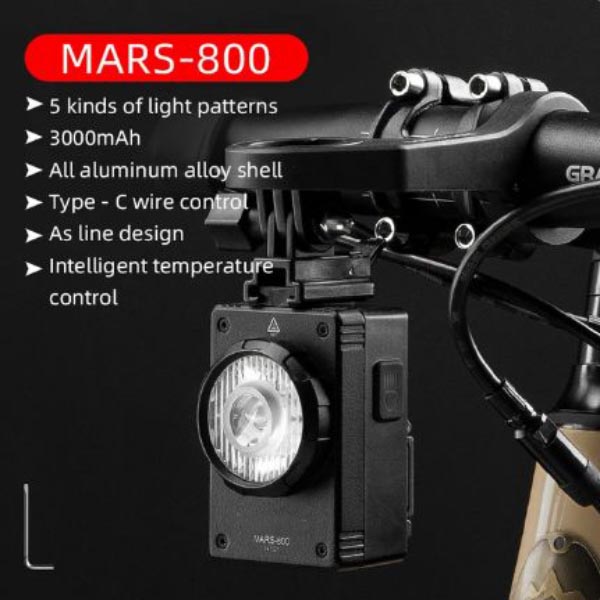 Bicycle Light 800LM Hoisting Front Lamp Alloy Shell
