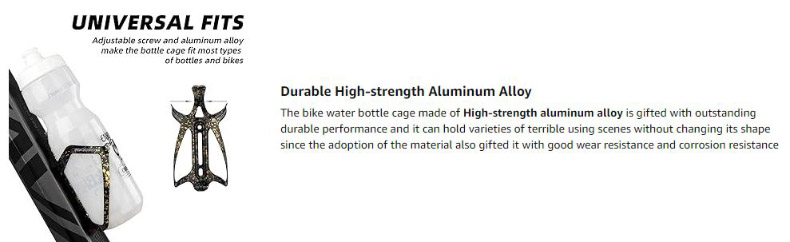 2-Pack Aluminum Bike Water Bottle Holder for Road Bikes - Bottle & Bottle Cage - 3