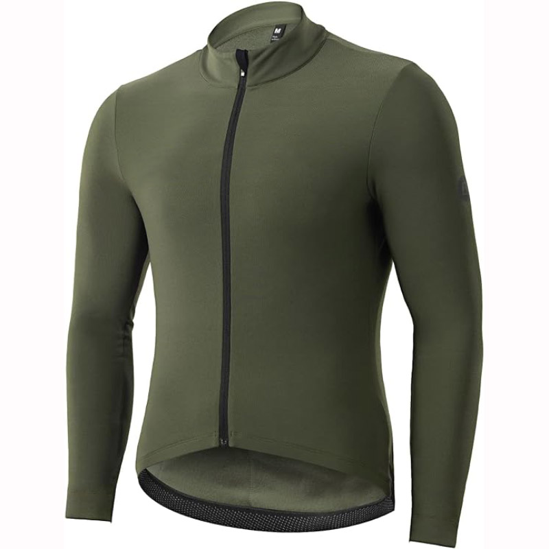 Cycling Jacket Men Long Sleeve Bike Shirt with Full Zipper and Rear Pockets