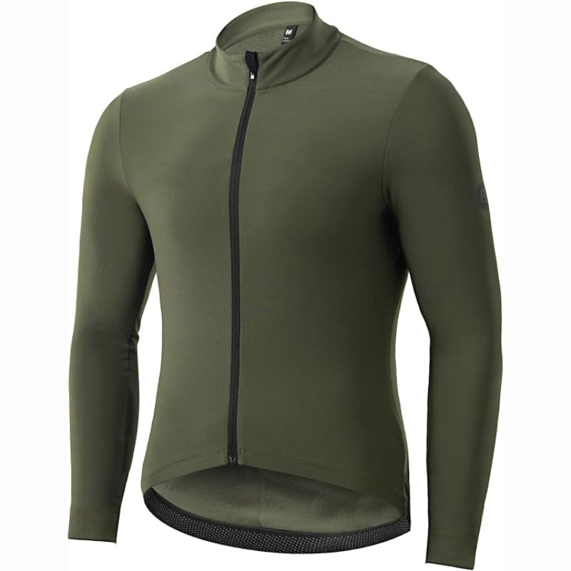 Chaqueta de ciclismo para hombre, camisa de manga larga para bicicleta con cremallera completa y bolsillos traseros