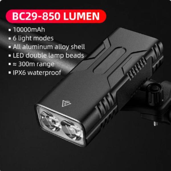 Led Bike Lights 850 Lumen Bike Flashlight 10000 mAh წყალგაუმტარი