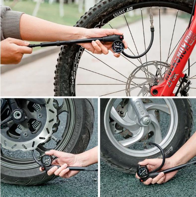 Aluminum Alloy Air Pump Bike Portable High-pressure Fork Pump - Pump - 7