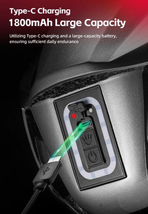 Ultra-light Bicycle Helmet With Front Rear Light Type-C Charging - Cycling Helmet - 6