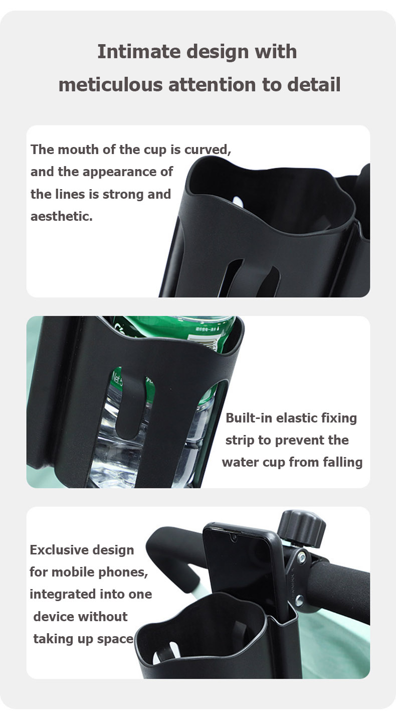 Universal 2-1 Stroller Cup Holder with Phone Holder for Stroller - Bottle & Bottle Cage - 5