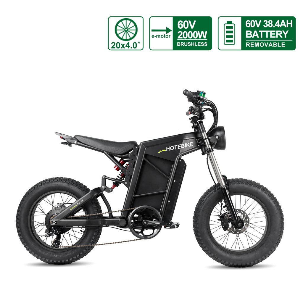 Electric Motorcycle for Adults 60V 2000W Motor 43MPH with 38.4AH  Battery Fat Tire Electric Bike