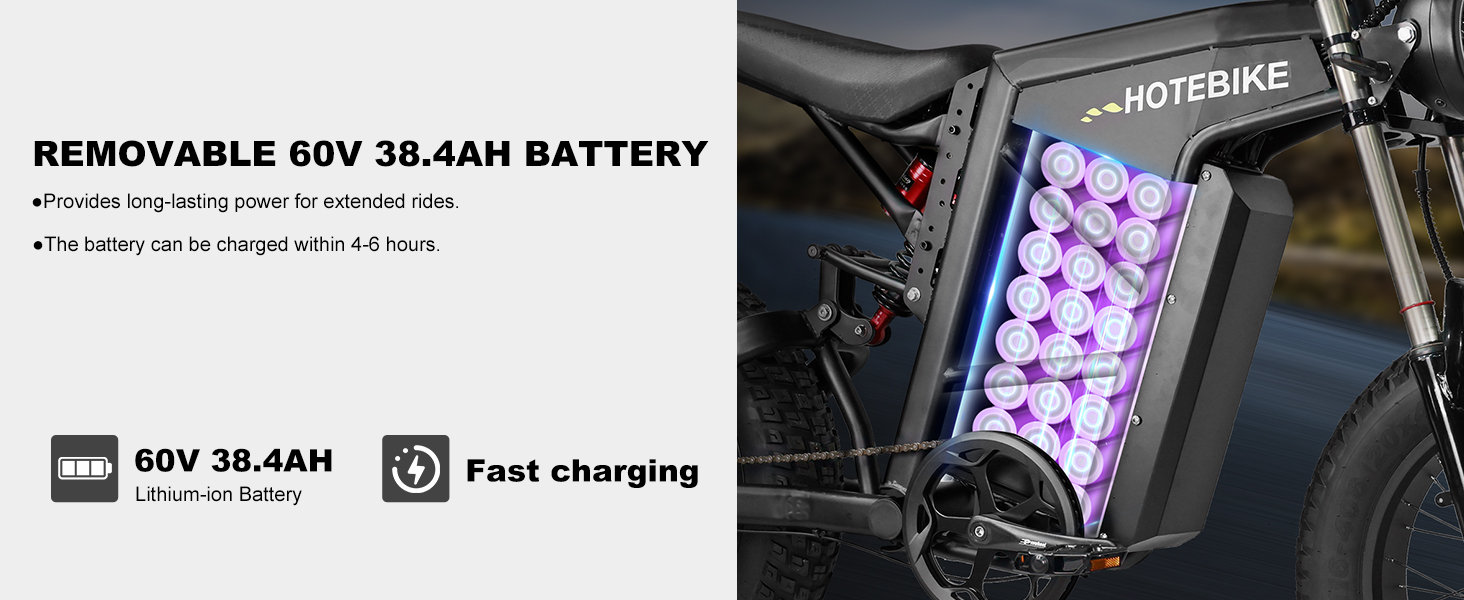 Electric Motorcycle for Adults 60V 2000W Motor 43MPH with 38.4AH  Battery Fat Tire Electric Bike - Electric Bike USA - 3