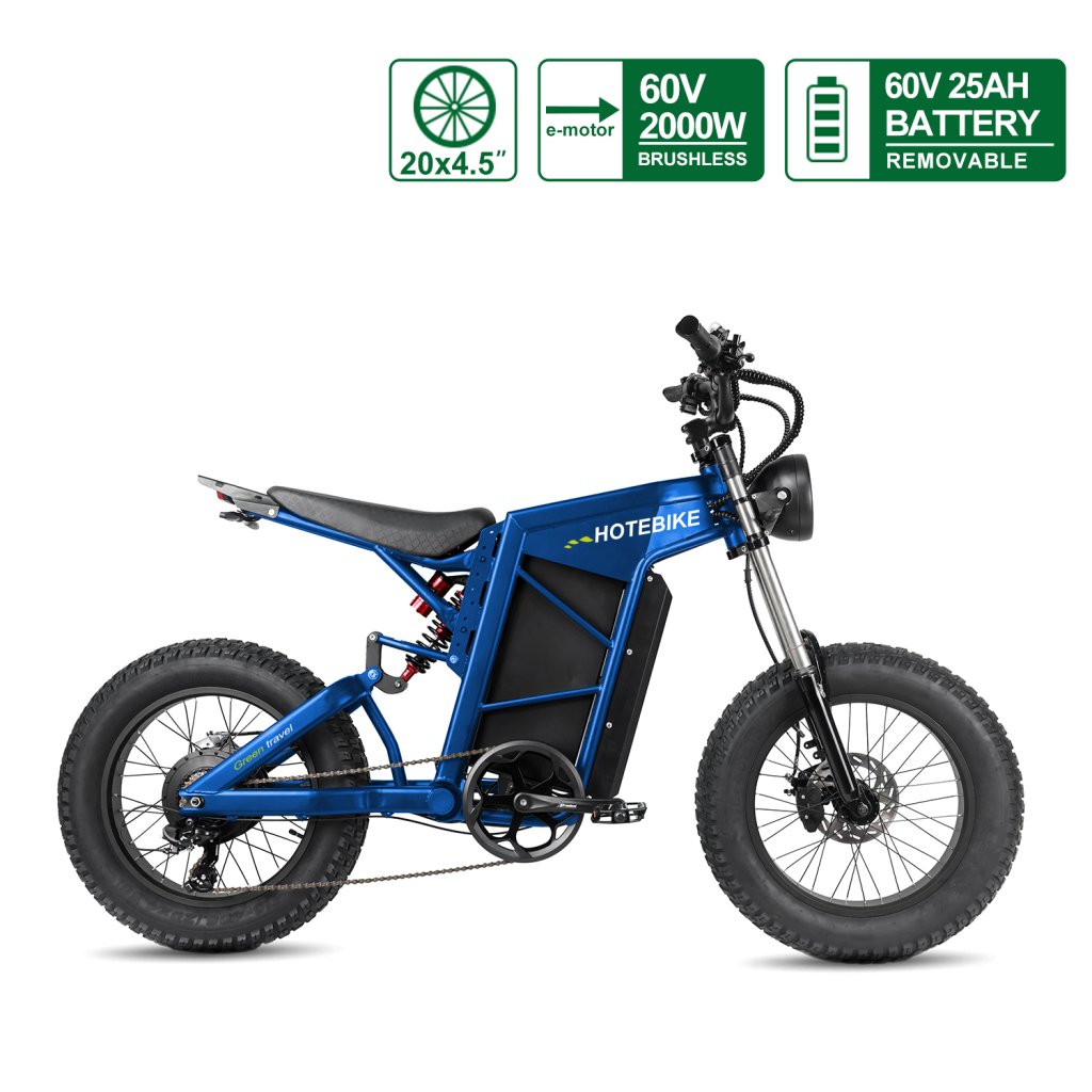 Electric Bike for Adults 2000W 43MPH 25AH Battery Electric Motorcycle 20″ Fat Tire Dirt Bike
