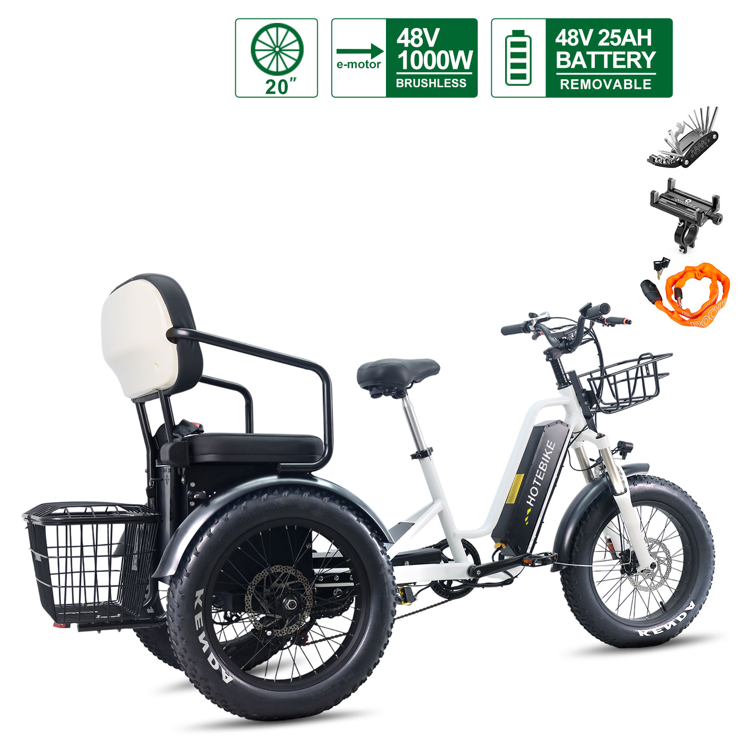 48V 1000W Electric Cargo Bike for Adults Ideal for Delivery & Commuting