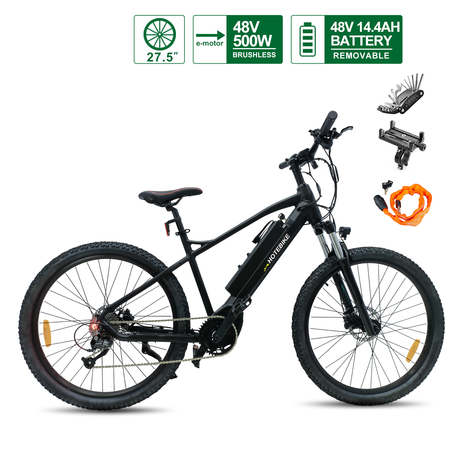Premium 500W Mid-Drive E-Bike with 9-Speed Gears