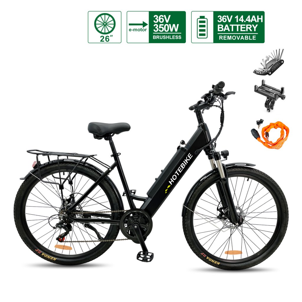 350W Mid-Drive Motor Electric Bicycle with Rear Rack