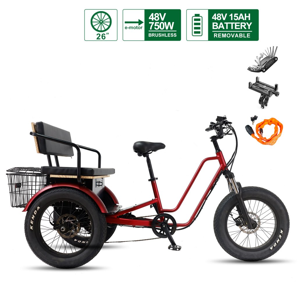 Electric Tricycle for Adults 48V 15AH Heavy-Duty Cargo Transport